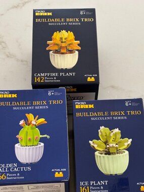 Micro Brix Buildable Brix Trio Succulent Set Lot of 3 Cactus Plants New